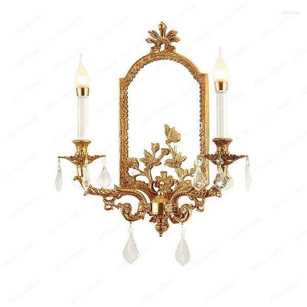 Applique Style Européen Classique Rococo Support Miroirs Avec Bougie Salle De Bains En Laiton Double Bras Intérieur 2 Lumières
