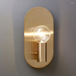 Lámpara de pared Estilo europeo Loft de cobre Industrial Retro Dormitorio Mesita de noche E27 con bombilla de luz cálida transparente G80 AC 220V