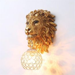 Wandlamp Europese Stijl Hars Goud Kleine Leeuw Lampen Slaapkamer Badkamer Deco Schansen Lichten Gangpad Luxe Woonkamer Armaturen