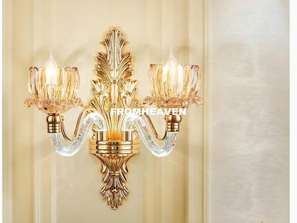 Applique Européenne En Alliage De Zinc De Luxe Cristal Lumière E14 DesignB Chambre Chevet Allée Marbre Brakets