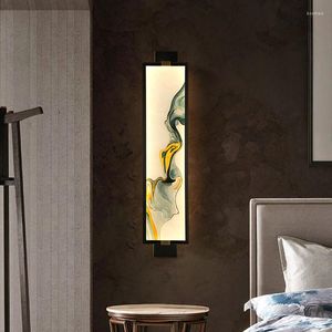 Wandlamp FKL Chinese stijl Email Koperen textuur Retro lotus Achtergrond Woonkamer Bedroom Bedside