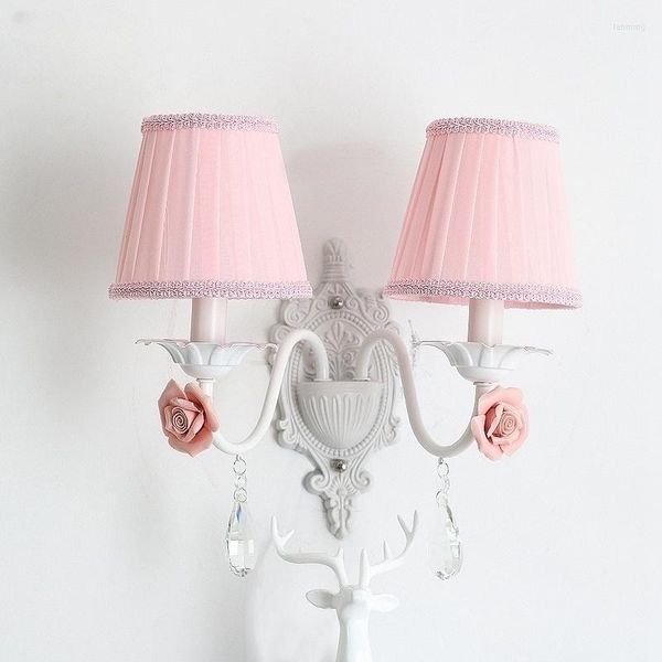 Applique Fleur Chambre Chevet Salon Princesse Enfants Filles Rose Décor Romantique Lumière LED