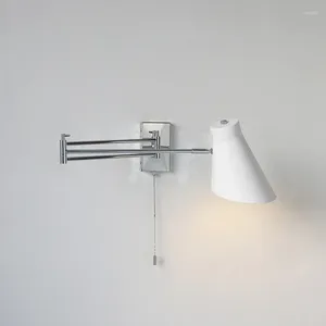 Applique murale pliable à bras extensibles, lampes industrielles en métal pour lecture de chevet, lumière blanche, noire, rouge, avec prise ue, E27 LED