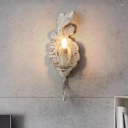 Applique murale française pays lumière bougie vintage blanc gris or en bois pour chambre chevet couloir décor