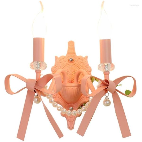 Applique Français Rose Arc En Métal Lampes Chambre De Chevet Étude Princesse Fille Cenfants Chambre Led Appliques Lumières Décor Luminaires