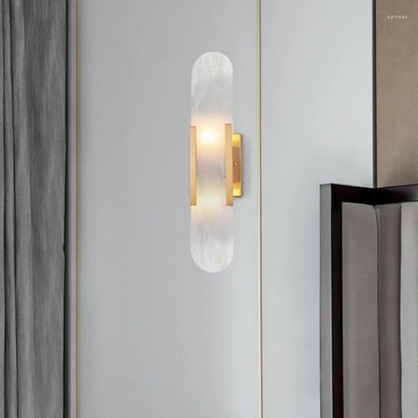 Lámpara de pared con enchufe G4, candelabro de mármol Natural, Hardware nórdico, sala de estar, mesita de noche, sujetador de dormitorio, iluminación de escalera de pasillo