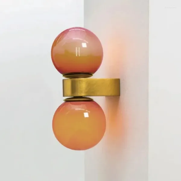 Lámpara de pared G9 Color nórdico Bola de cristal Dormitorio Cama Moderno Simple Sala de estar Fondo