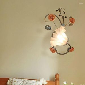 Applique murale verre chambre lampes décoration chevet salon fond céramique fleur créative moderne maison étude lumière