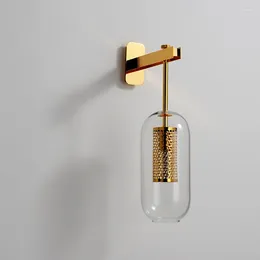 Lámpara de pared dorada/vidrio negro LED LED moderno para sala de estar dormitorio comedor iluminación industrial lámparas de decoración del hogar