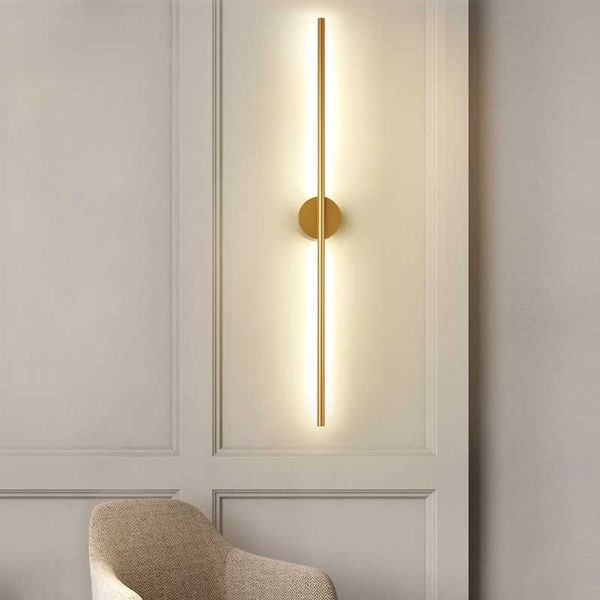 Applique murale or lumière LED Design moderne Long bâton Simple Style nordique décor intérieur fond pour salon chambre escalier mur