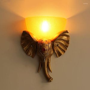 Wandlamp gouden olifant licht balkon foyer gangpad Europe Decor SCONCE RESIN DIERLIJD Glas Nordic Nostalgic Armture