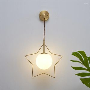 Wandlamp Gouden Ster Glazen Lampen Slaapkamer Scandinavische Woonkamer Gangpad Kinderen Messing Hangende Schansen Verlichtingsarmaturen