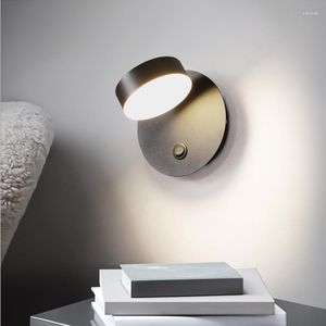 Wandlamp GYS Moderne Eenvoudige LED Met Schakelaar Woonkamer Achtergrond Balkon Wit Zwart Entree Gang Lichtpunt