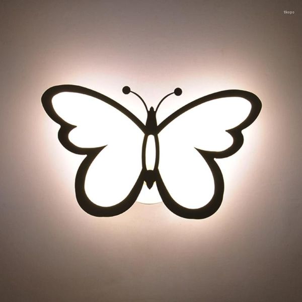 Lámpara de pared GZMJ Wonderland Modern White Butterfly Designer Lampras Luces de decoración para luz acrílica Led Sconce