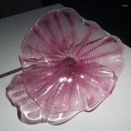 Wandlamp handgemaakt geblazen Murano Glass Decoratieve kunstborden roze blad vormplaat