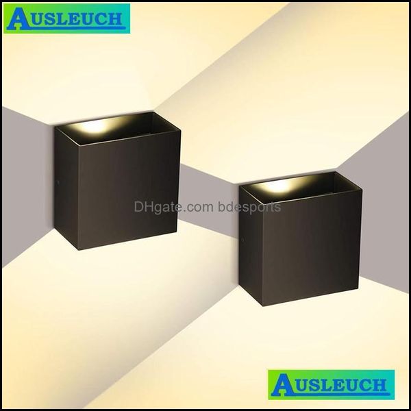 Lámpara de pared Home Deco El Suministros Jardín Cubo interior Aluminio 85-265V Cob Iluminación LED Moderna para decoración blanca / negra Aplique Superficie Moun