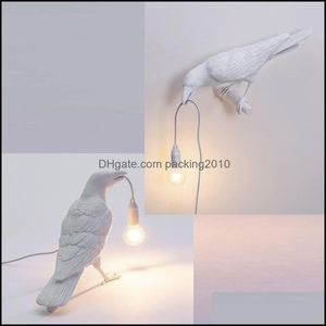 Lámpara de pared para decoración del hogar, suministros para jardín, Seletti italiano, pájaro, resina, Animal, decoración nórdica para sala de estar, accesorio de iluminación, entrega directa 2021 B0Cly