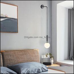 Wandlamp Home Deco El Supplies Garden Modern Glass Scandinavisch Wandlamp Bedide Leesse Ronde Applique Murale Luminaire Noordse LED Light