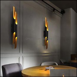 Lámpara de pared Home Deco El Supplies Jardín Diseño moderno Delightfl Coltrane Black Gold Inclinado Light Up Down Luces de tubo de aluminio D230R