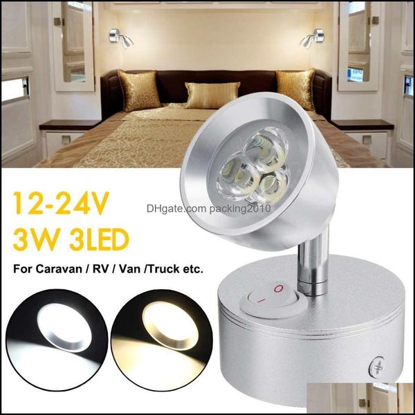 Applique Maison Déco El Fournitures Jardin Rotatif Led Spot Light 12-24V Pour Rv Caravane Camion Bateau Cuisine Chevet Lecture Bureau Drop Deliver