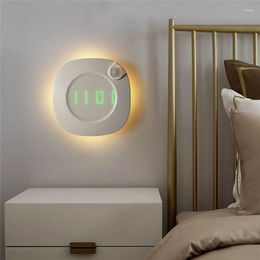 Wall Lamp Home LED Digitale Time Clock Night Light Pir Motion Sensor