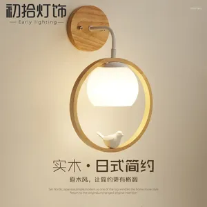 Lampe murale Homhi Bird Wood Cadre Verre LED LED pour la chambre Lire des lampes décoratives du couloir moderne Le salon HWL-234