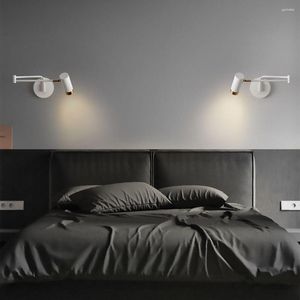 Wandlamp Binnen Slaapkamer Bed Hoofdeinde Gemonteerd Verstelbare Arm Lezen Nachtverlichting Tuimelschakelaar E27 Vervangende Gloeilamp