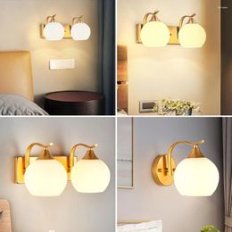 Lámpara de pared Luces LED de vidrio interior para dormitorio al lado del interior Iluminación del hogar Gold