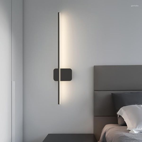 Lámpara de pared interior LED para dormitorio sala de estar candelabro de noche decoración del hogar accesorios minimalistas modernos oro negro