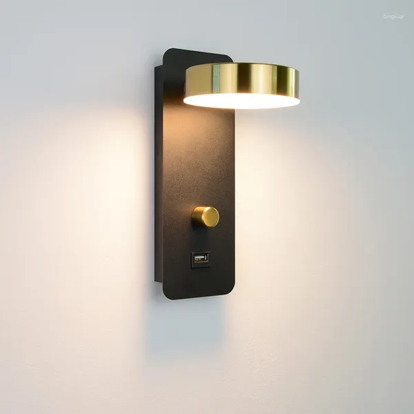 Applique murale lampes LED d'intérieur gradation avec Charge USB chevet chambre salon éclairage moderne nordique