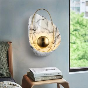 Muurlamp indoor led retro volledige koperen decoratieve hars huis woonkamer slaapkamer ronde / ac220v warm licht