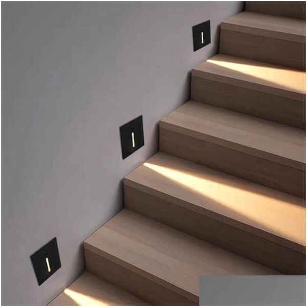 Lámpara de pared Interior empotrada LED Luz de escalera Pir Sensor de movimiento Escalera Ac85-265V Paso 3W Corredor Sconce Drop Entrega Home Garden El Othvd