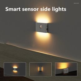 Lámpara de pared de inducción, luces laterales dobles, luz LED de noche, luz de pie de movimiento PIR empotrada para escalera, escalera, vestíbulo, dormitorio