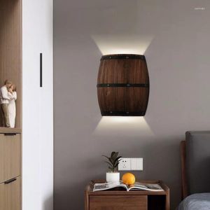 Applique industrielle américaine baril de vin bois lumière LED E14 pour chambre salon Restaurant cuisine allée barre décoration