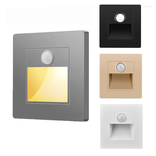 Lámpara de pared con Sensor de movimiento por infrarrojos, luces para interiores y exteriores, paso empotrado, escalera, esquina, luz de jardín, dormitorio, pasillo, luz de pie