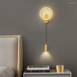 Wandlamp Binnenverlichting Messing LED 3 kleuren Koperen blaker naast lampen Decoratie Modern huis Slaapkamer intern