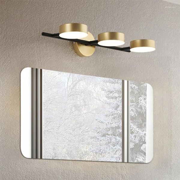 Lámpara de pared Arte del hierro Simple Moderno Cuarto de baño Espejo Gabinete de luz Maquillaje Lavado Oro LED Blanco cálido Beadlight Interior Deco Sconce Accesorio