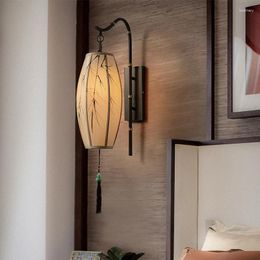 Lampe murale Iron tissu salon chambre de lit de lit chinois restaurant El Villa Corridor Light Sconce LB022024