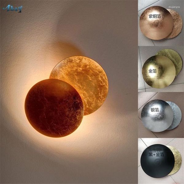 Lámpara de pared de diseño italiano, lámparas Eclipse, dormitorio, sala de estar, candelabro, luces hechas a mano, lámina de oro, decoración moderna para el hogar, accesorios de pasillo