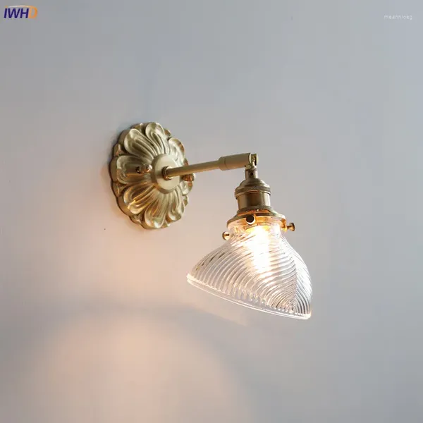 Lámpara de pared IWHD Clear Shell Glass LED arriba Abajo del dormitorio Barro Mirador de baño FRANCE FRANCE Europa Ventita de cobre