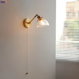 Lámpara de pared cáscara de vidrio transparente ling liendamas de tira de tira de la cadena de cobre