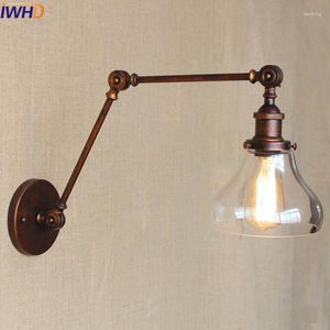 Wall Lamp IWHD Swing Long Arm Licht Loft Style Vintage Industrial Led Smeed Iron SCONCE Naast Arandela Reading