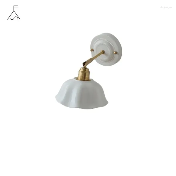 Lampe murale Iwhd White Ceramic LED luminaires de cuivre Bouchage de bras Copper Chambre salon à côté de la provision Merale moderne Murale