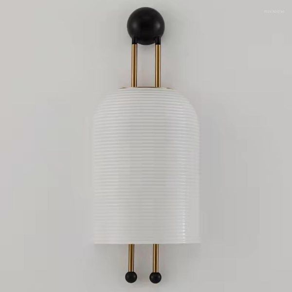 Lámpara de pared de cristal japonés minimalista moderno fondo de sala de estar creativo El dormitorio pasillo E27 luz decorativa