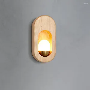 Lampe murale Lumières en bois japonais pour la chambre à coucher coucher d'escalier d'escalier avec des lampes en bois de surface G4.