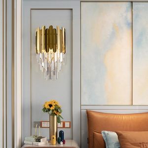 Wandlamp JMZM Modern nachtkastje Luxe gouden kristallen verlichting Slaapkamer Woonkamer LED-licht