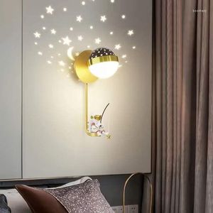 Wandlamp Kind Slaapkamer Studie Maan Jongen Nachtkastje Ster Projectie Decor Nachtlampje Moderne Led Persoonlijkheid Kinderkamer Lampen