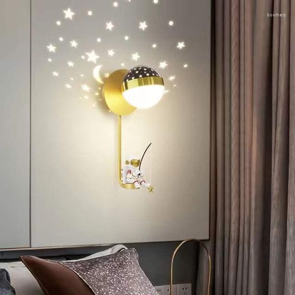 Applique murale enfant chambre étude lune garçon chevet étoile Projection décor veilleuse moderne Led personnalité lampes de chambre d'enfants