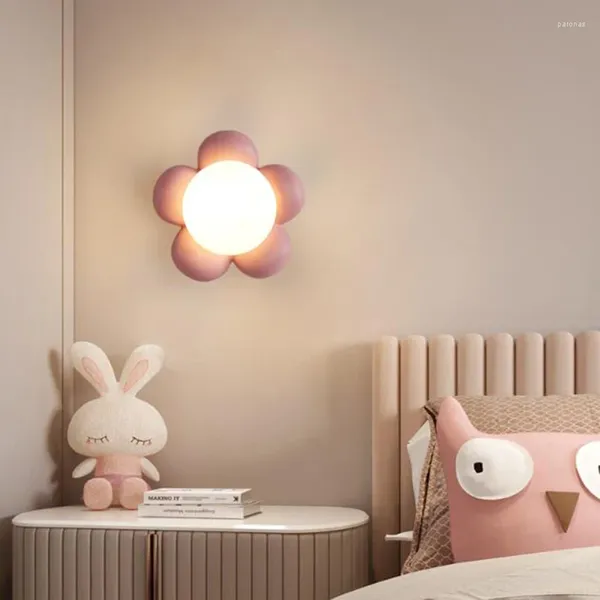 Lámpara de pared para habitación de niños, LED, cuerpo de resina moderno, estilo floral, dormitorio, sala de estar, decoración de restaurante, iluminación de techo, luces para el hogar