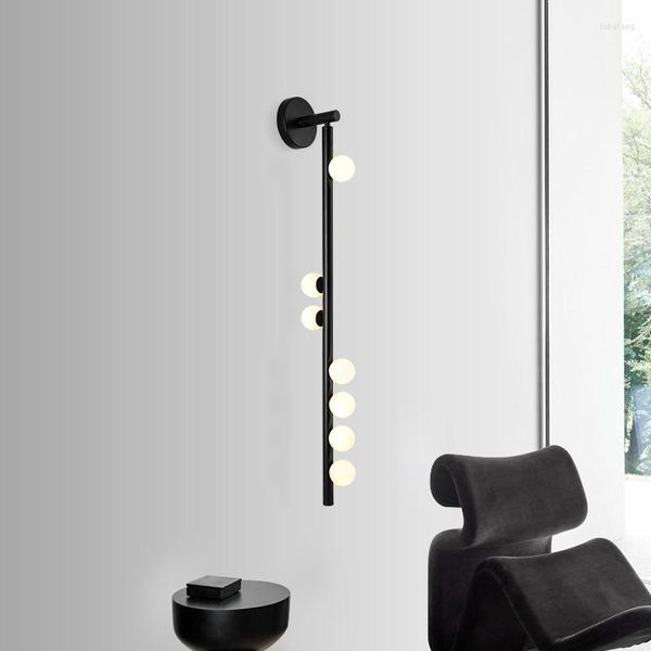 Lámpara de pared Kobuc Art Nordic Metal Lighture Gold/Black/Chrome Long 100 cm apliques para sala de estar de escalera G4